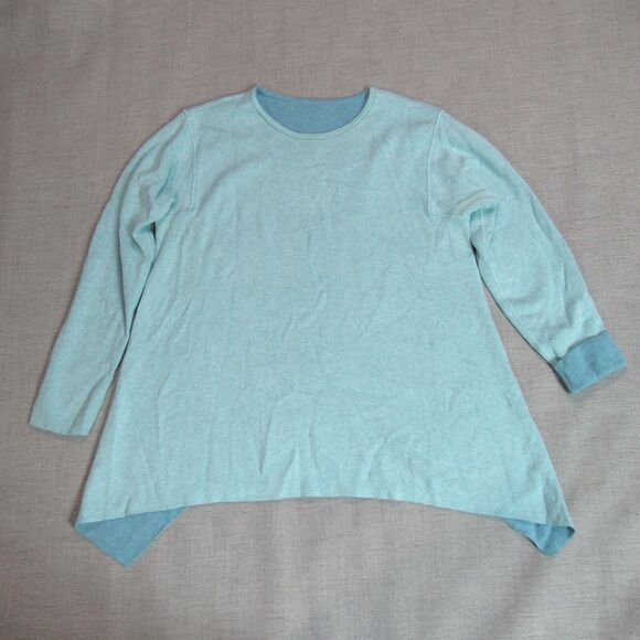 J. Jill Reversible Sweater Womens Size S Blue Sea Green Asymmetrical Hem Casual - Picture 6 of 14